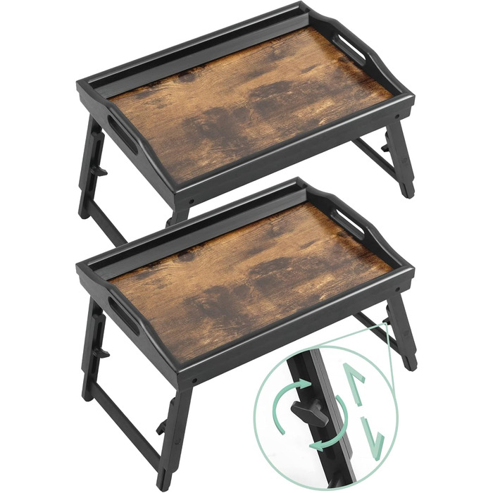 Регульований стіл-поднос для сніданку з бамбука з підставкою для телефону (2 шт.)