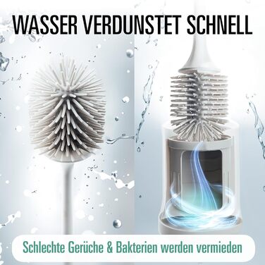 Силіконова щітка для туалету - гігієнічна, швидковисихаюча, з підставкою, для підвішування на стіну без свердління, з підйомником для кришки унітазу