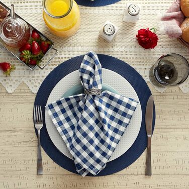 DII PVC Tablecloth Collection - Woven for Indoors and Outdoors, Polyvinyl Chloride, Nautical Blue, Round Placemat Set, 13.75