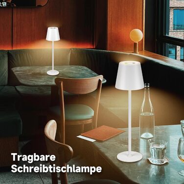 Дві бездротові LED-лампа настільні, перезаряджувані, 3000K, 7 кольорів RGB, USB-C, 5500mAh, вологостійкі, для дому та на вулицю (білі, 2 шт.)