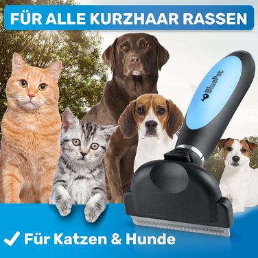 Щітка для котів та собак BluePet 2.0 для короткошерстих порід, видаляє відмерле волосся та підшерсток. Ідеальна для сезонного линяння.