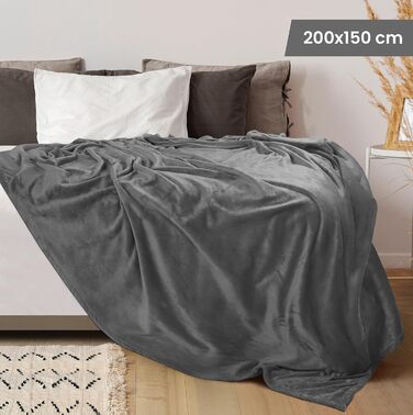 Плед Utopia Bedding: теплий та м'який флісовий плед 200x150 см сірого кольору для ліжка, дивана та крісла