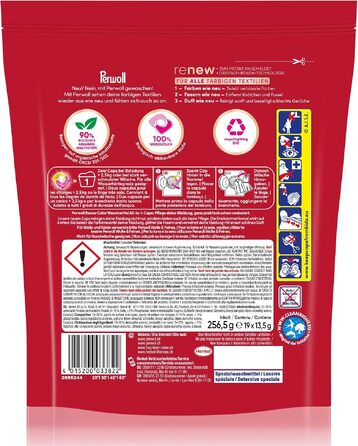 Капсули для прання кольорових речей Perwoll Renew Caps Color All-in-1, відновлення кольору та волокон, 80 прань (2 x 40 шт)