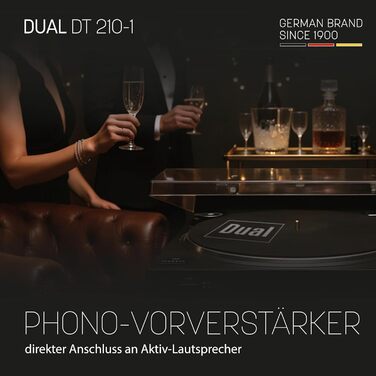 Програвач вінілу Dual DT 210-1 USB: 2 швидкості, магнітний звукознімач, ремінний привід, USB для оцифрування, чорний