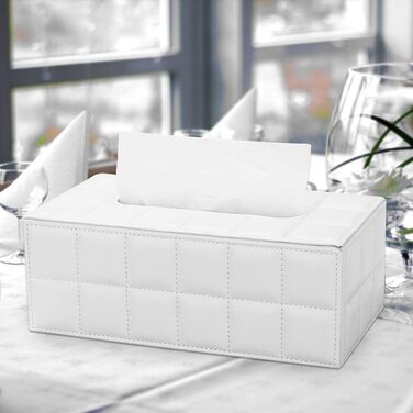 KINGFOM Коробка для серветок прямокутна для дому/офісу/автомобіля (Біла)