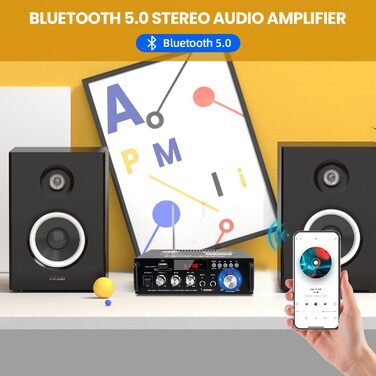 Міні підсилювач HiFi стерео 300Вт+300Вт, бездротовий аудіо підсилювач Bluetooth 5.0, MP3, SD, USB, FM, цифровий приймач для домашніх колонок