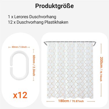 Штора для душу 180x200 см Phnom Penh Квіти, антигрибкова, водовідштовхувальна, поліестер, з кільцями (1 шт)