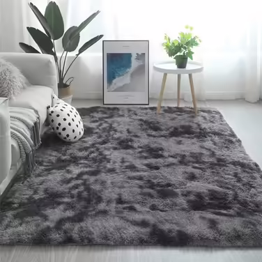 Килим OYIMUA з високим ворсом 120×160 см, бежевий, м'який шеггі для вітальні, дитячої, спальні, коридору, штучне хутро, сучасний однотонний килим для декору