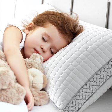 BedStory Pillows 40x80, Adjustable Fiber Filling Pillows with Zipper, Hotel Pillows 2-Pack of 950g x 2 Microfiber, Washable Neck Pillow for Allergy Sufferers, Side Sleepers and Back Sleepers 40x80cm