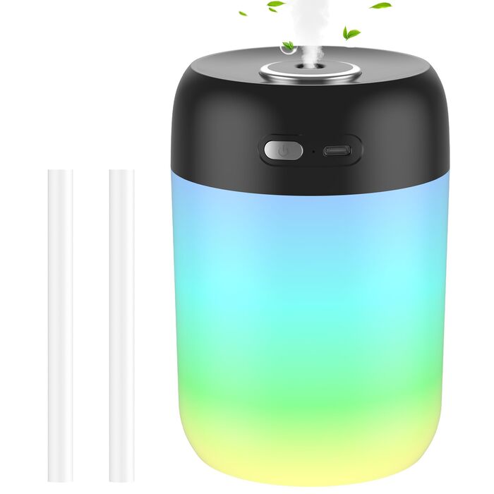 Ультразвуковий зволожувач повітря Mini для спальні з нічним світлом, 2 режими, тиха робота, автовимкнення, чорний