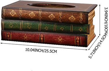 Kaxich Tissue Box, Cosmetic Tissue Box, Antique Book Tissue Holder, Tissue Box, Cosmetic Box for Home, Office, Car