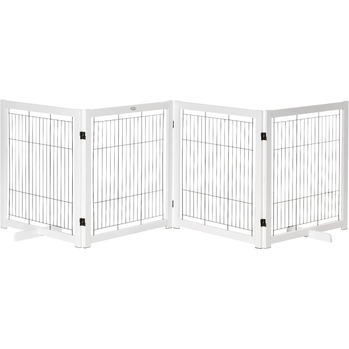 Захисне ґратка для собак PawHut - 4 панелі, 305x82 см, білий, для сходи, дверей, проходу