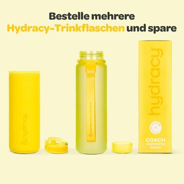 Пляшка для води Hydracy з фруктовим відсіком 500 мл, жовта - BPA-free, з міткою часу, спортивна, герметична