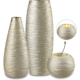 3-Piece Ceramic Pampas Grass Vase Set - Decorative Vases for Home, Table Arrangements, Living Room, Office, Wedding & Holiday Decor - 28cm Tall