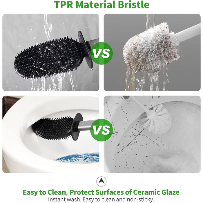 Набір для чищення унітазу HOMEASY з силіконовою щіткою та нержавіючою сталею, з кріпленням на стіну без свердління, сірий