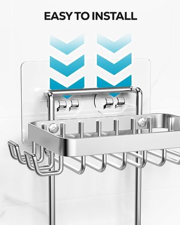 Підставка для мила Nieifi з двома ярусами та зливом, нержавіюча сталь, без свердління, для душової кабіни та ванної кімнати (срібляста)