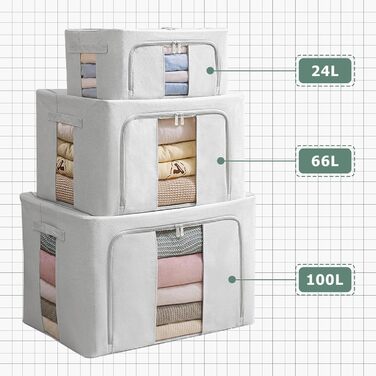 Органайзер для зберігання постільної білизни та одягу, 2 шт. (24L, сірий)
