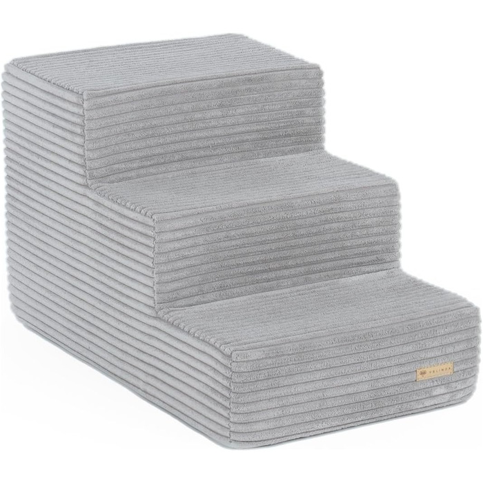 Сходинка для собак Velinda з 3 ступенями, також підходить для котів. Допомога у підйомі для домашніх тварин. Матеріал: піна, колір: сірий (Cord)