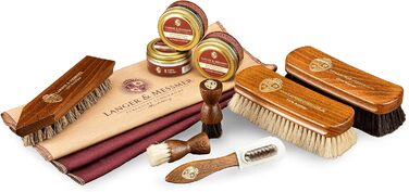 Langer & Messmer Shoe Care Set incl. high-quality leather care creams and horsehair brushes for effective care of your smooth leather shoes - The shoe care set for professional shoe care
