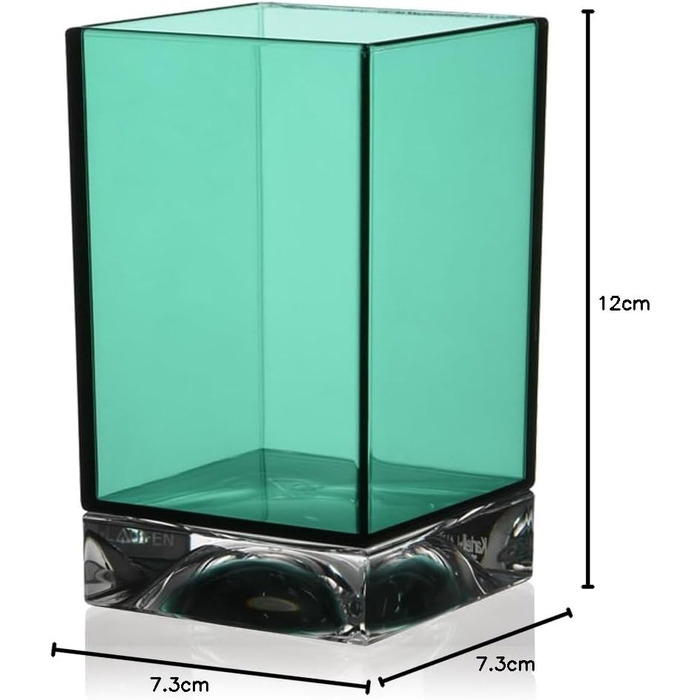 Kartell Boxy Toothbrush Holder, Plastic, Transparent, 7 x 7 x 12 cm (Toothbrush Holder, Aquamarine Green)