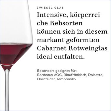 Бокали для червоного вина Zwiesel Glas Pure, набір 2 шт, кришталеві келихи з Tritan, німецьке виробництво, підходять для посудомийної машини