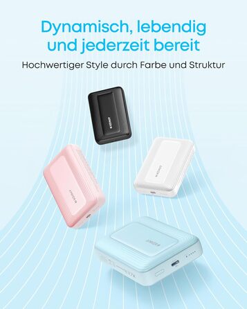 Anker Zolo Powerbank магнітна, 10000mAh, 30W, бездротова зарядка, для iPhone 17/16/15, AirPods та інших пристроїв (Блакитний)