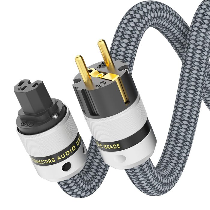 Hi-End мережевий кабель Monosaudio P083 (1.5м), мідний OFC, 2-полюсний аудіофільський кабель живлення Schuko - IEC C15 для підсилювача, DVD, сабвуфера та декодера