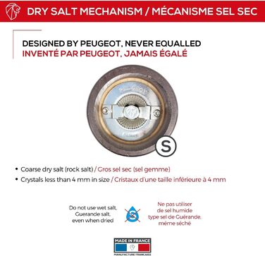 Мельниця для солі Peugeot Fidji 15 см Graphite - ручна, з регулюванням помелу, з PEFC-сертифікованого дерева