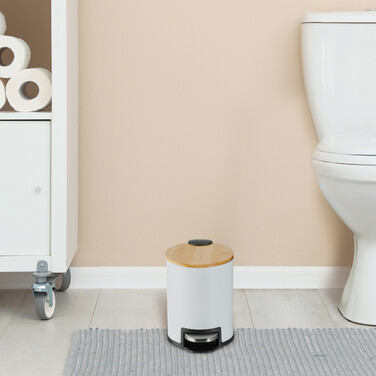 Relaxdays Waste Bin 3 l with Bamboo Lid