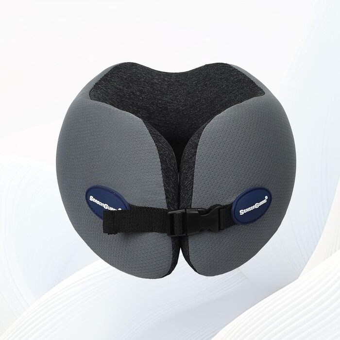 Подушка для подорожей Season Guard з підтримкою шиї та голови (Deep Grey) для літака, авто, офісу – зручна, м'яка, для дорослих та дітей