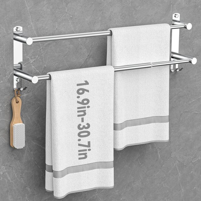Висувна тримач для рушників 43-78 см, нержавіюча сталь, без свердління, стійка до вологи, для ванної кімнати та кухні