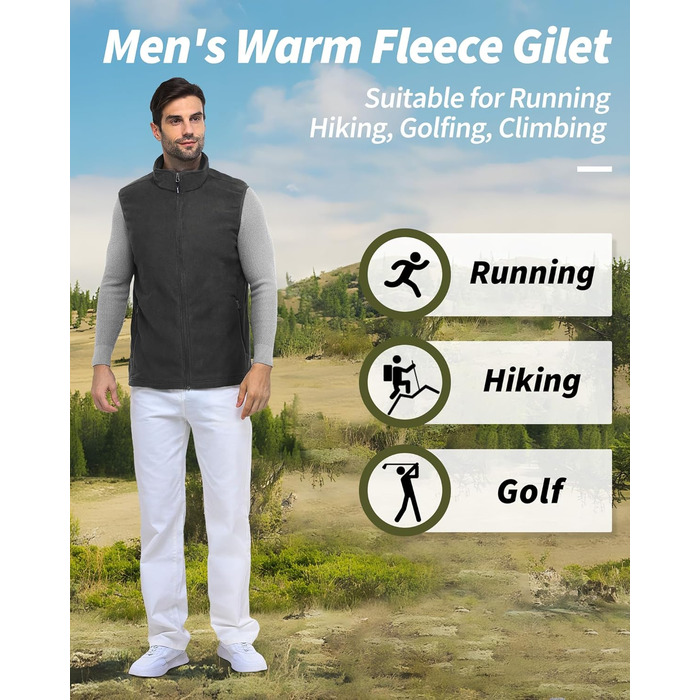 Флісова жилетка чоловіча Outdoor Ventures з довгими рукавами, тепла, вітронепроникна, з підкладкою, зимова жилетка, робоча жилетка для чоловіків з кишенями на блискавці (XL, Dim Gray)
