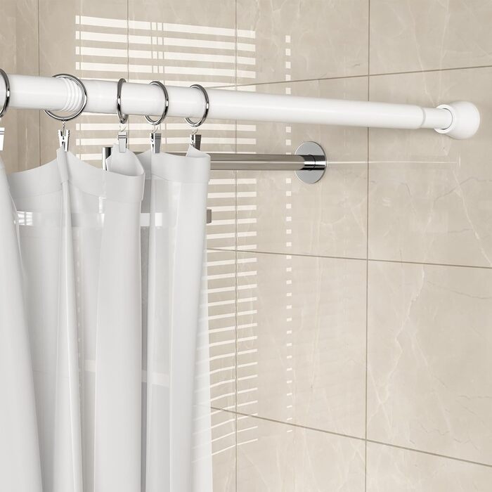 Штанга для штор без свердління 113-196 см, телескопічна, для ванної, вікна, кухні, шафи, біла (1 шт.)