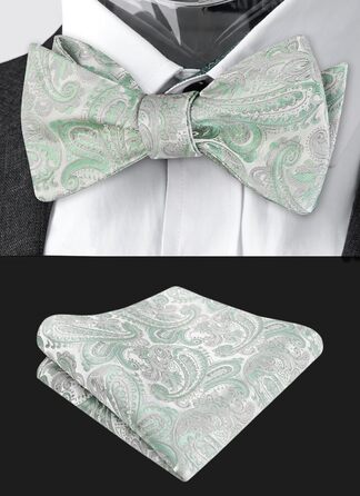 Alizeal Комплект краватки-метелика та кишенькового хустинки в стилі ретро Пайслі, блакитний (Універсальний розмір, салатний + сірий)