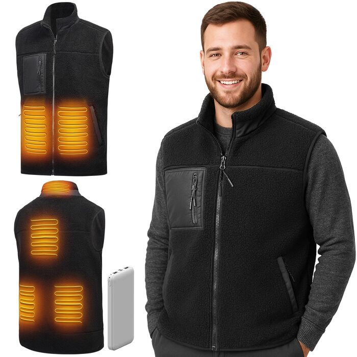 Обогрівальний жилет LABEWVI для жінок та чоловіків з акумулятором 10000mAh, USB, чорний