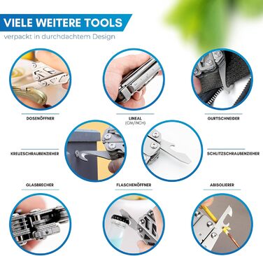 Multitool [16 in 1] Stainless Steel Pocket Knife with 16 practical tools | Outdoor Knife Multifunction Tool Foldable with Pliers, Scissors, Knife, and Saw for Outdoor and Camping