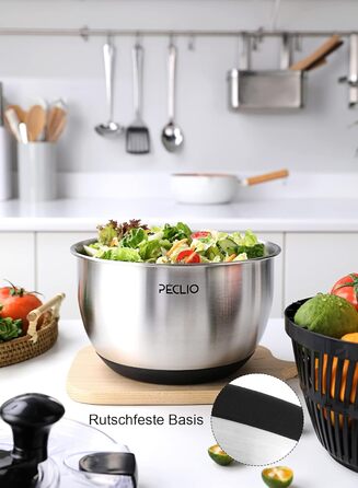 Large 4.5L Salad Spinner Stainless Steel 18/10 High-Quality with Transparent Lid, Non-Slip Bottom - Salad Spinner with Crank Mechanism - BPA-Free & Dishwasher Safe, Black