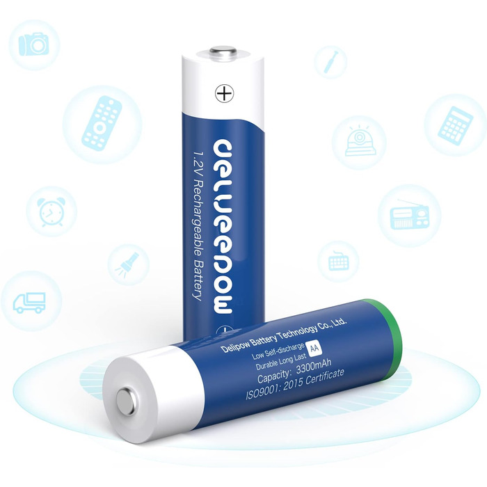 Зарядний пристрій для акумуляторів AA з LCD-дисплеєм, 8 шт. акумуляторів 3300mAh, NiMH 1.2V, 4 слоти для зарядки