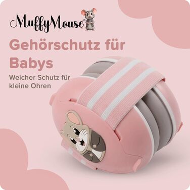 Навушники для захисту від шуму для дітей 3-48 місяців - Захист слуху для немовлят 25dB - М'які навушники для дітей з еластичною та регульованою стрічкою (Рожеві)