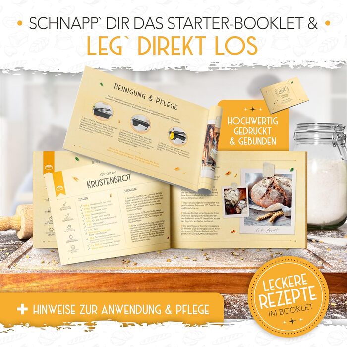 KRUSTENZAUBER Sourdough Starter Set - 1000ml Fermentation Jar with Spatula & Thermometer - Bread Baking Accessories, Sourdough Jar, Fermentation, Sourdough Starter Kit, Sourdough Culture Glass Container, Fermentation Jar
