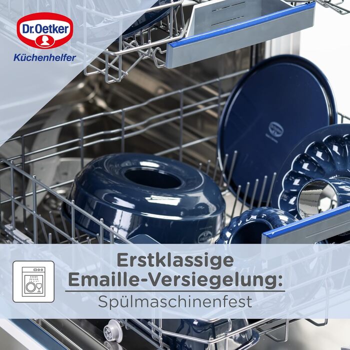 Dr. Oetker Casserole/Bread/Cake Pan, 30 cm Baking - Lovely Enamel, robust, with scratch-resistant enamel sealing, for juicy cakes and hearty breads, Quantity: 1 piece, Color: blue