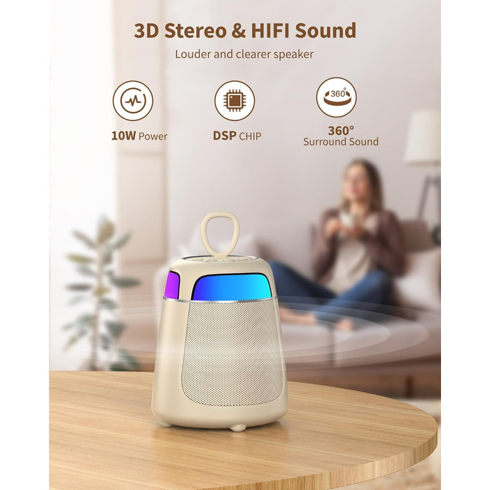 Караоке машина з 2 мікрофонами, Bluetooth, LED-підсвітка, 5 ефектів голосу, для дітей та сім'ї