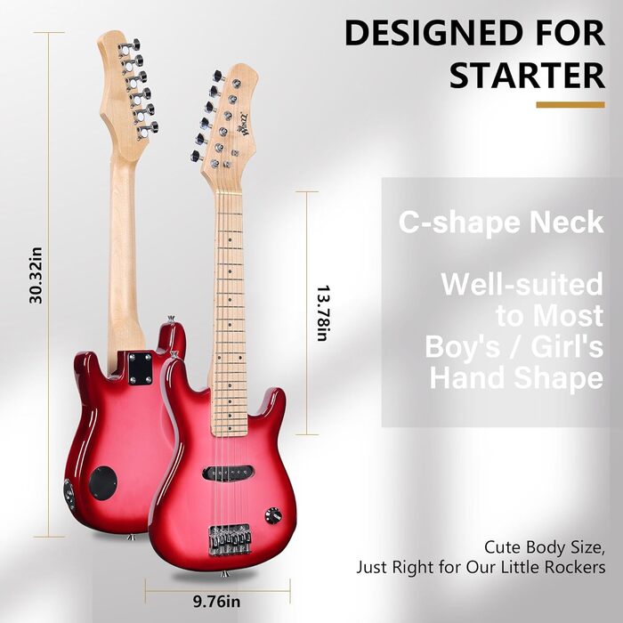 Електрогітара WINZZ EGM100 30 дюймів для дітей, набір для початківців, праворукі, колірний градієнт рожевий