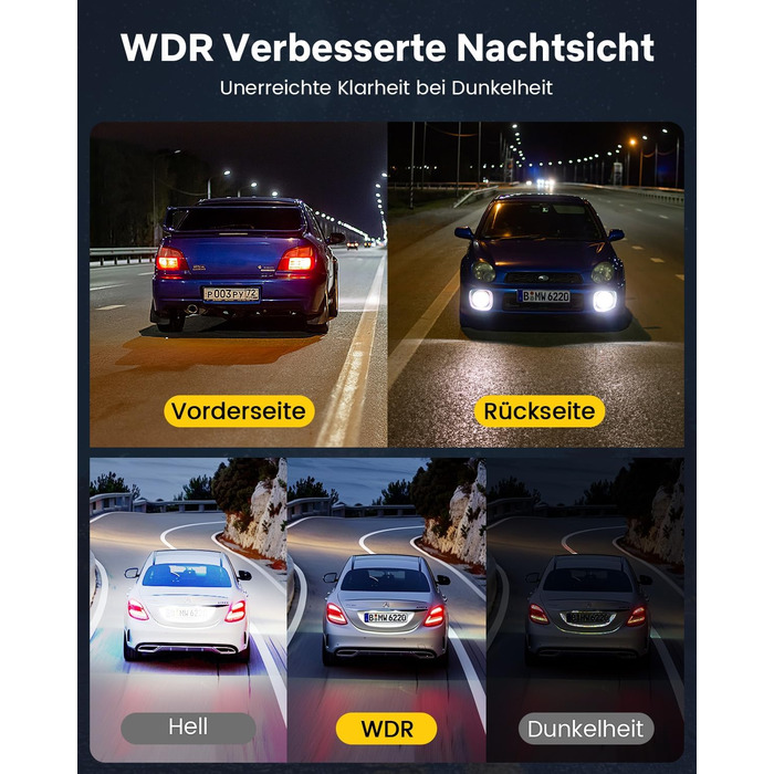 Відеореєстратор GKU Dashcam Auto: 4K/2.5K, GPS, Wi-Fi, Dual, 64GB, Паркування, WDR, 170° Кут огляду, G-сенсор, Loop, Макс. 256GB, Чорний