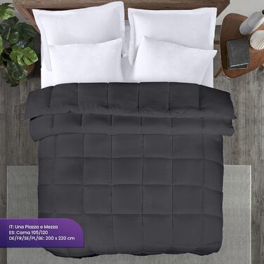 Ковдра Utopia Bedding - всесезонна, 370 GSM, дихаюча, стеганий наповнювач, супер м'яка (білий) - 200 x 220 см, сірий