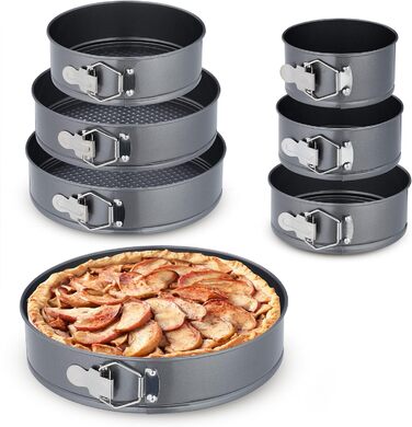 Набір форм для випічки Relaxdays, 7 шт., круглі, з нержавіючої сталі, антипригарне покриття, Ø 14-28 см, антрацит