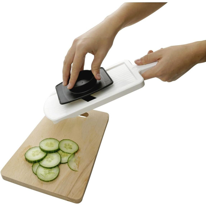 Набір для нарізки овочів Fackelmann з контейнером для залишків – овочерізка з двосторонньою нержавіючою сталлю, преміум-якість, білий/чорний, 1 шт.