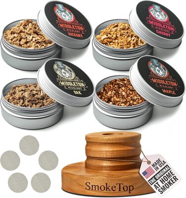 Набір для копчення коктейлів та 4 шт. тріски (вишня, гікорі, клен, дуб) – для коктейлів, віскі та бурбону