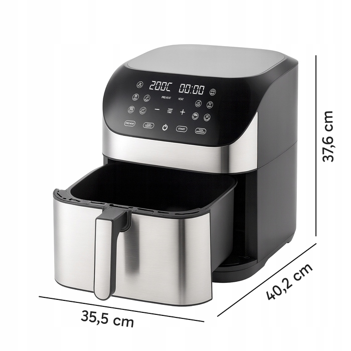 Аерофритюрниця 8л: безмасляна фритюрниця 1800 Вт, 10 програм, з дисплеєм