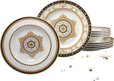 Creatable 15086, Majestic Series black, 12-piece tableware set, porcelain, multicolored, 31x30x24 cm